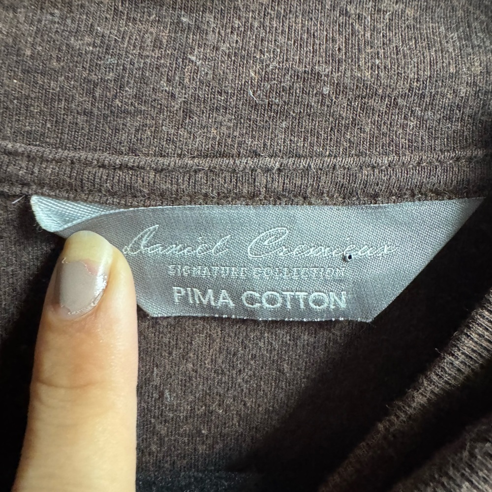 Pima Cotton Mock Neck Top L Chocolate Brown Essential Scandi Capsule Neutral - Picture 3 of 5
